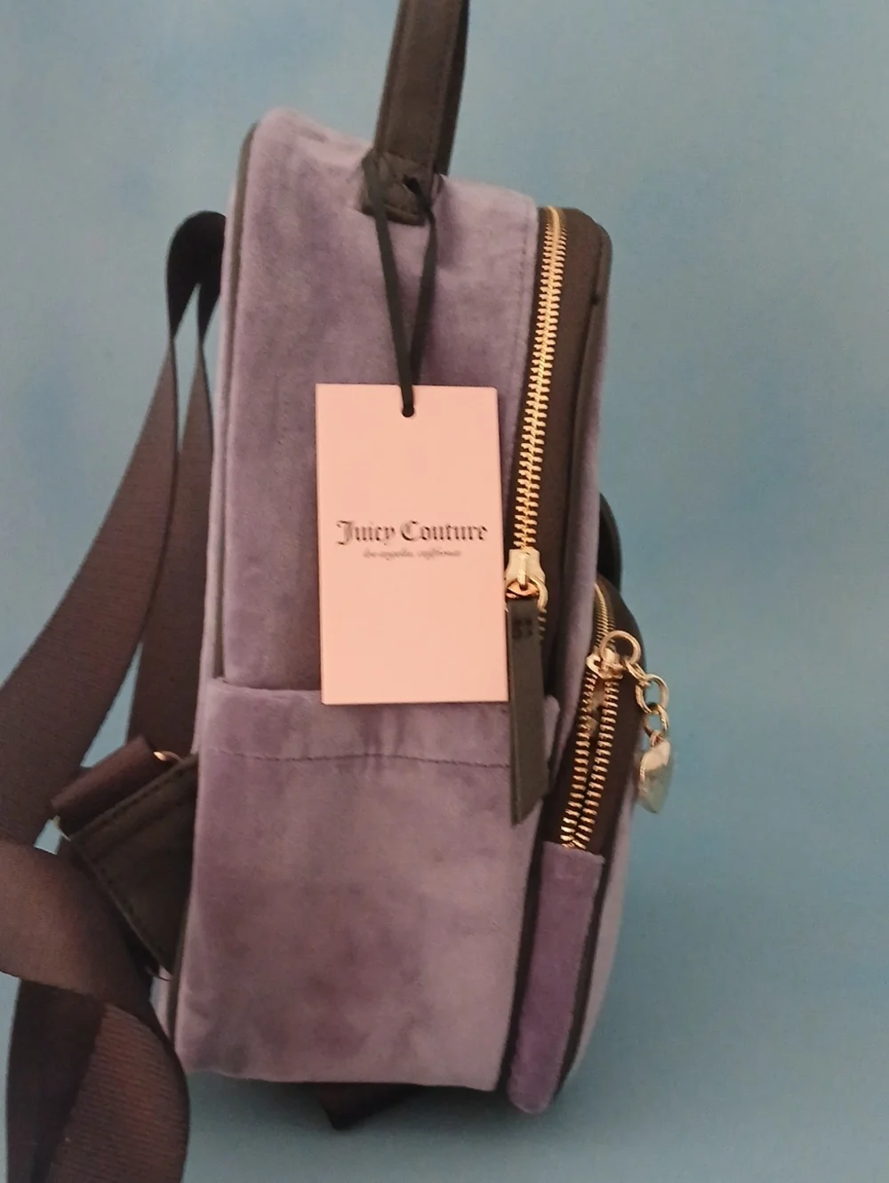 Juicy Couture Purple Velour Small Backpack with Heart Tag 12
